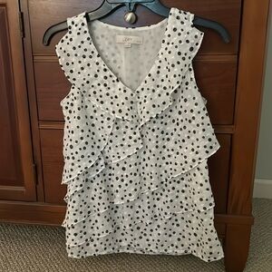 Ann Taylor loft sleeveless polkadot flutter top size extra small petite